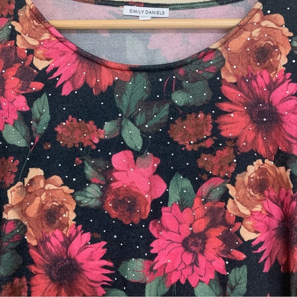 🆕 Floral Pattern Blouse Women’s 1X Loose Flowy Shirt Gems by Emily Daniels - Picture 4 of 11